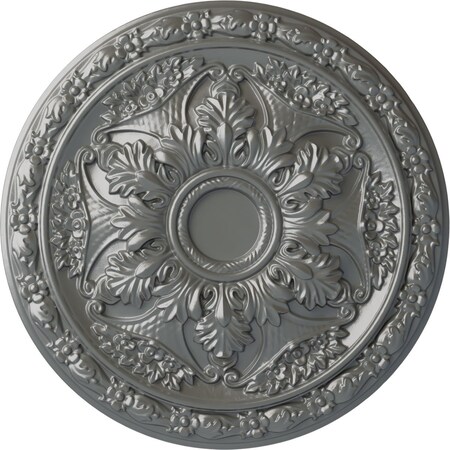 Ekena Millwork Baile Ceiling Medallion (Fits Canopies up to 3 1/4"), Hand-Painted Silver, 20"OD x 1 5/8"P CM20BLSLS
